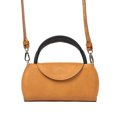 AirPods Max Case in stylish camel leather, featuring both a handle and a crossbody strap for versatile carrying of Apple's headphones