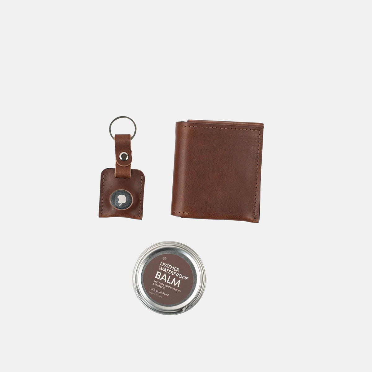 Gift Set: Billfold & Keychain compatible with AirTag + Balm