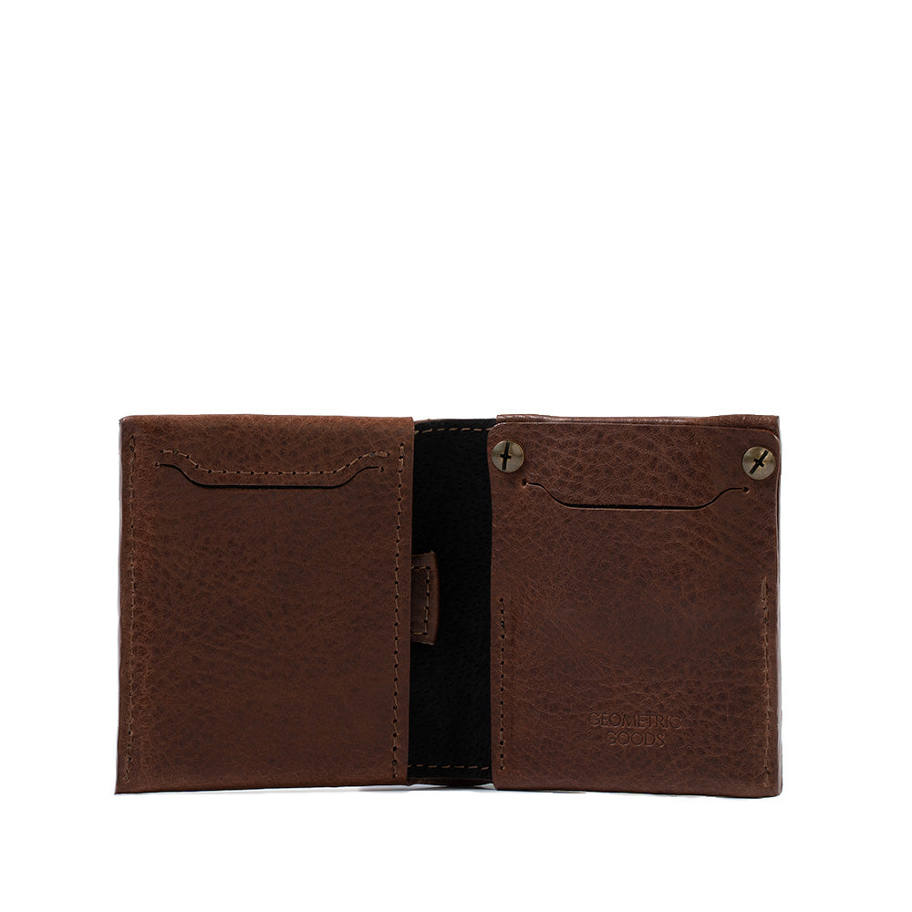 Mahogany color AirTag billfold wallet 2.0 crafted from premium Italian leather