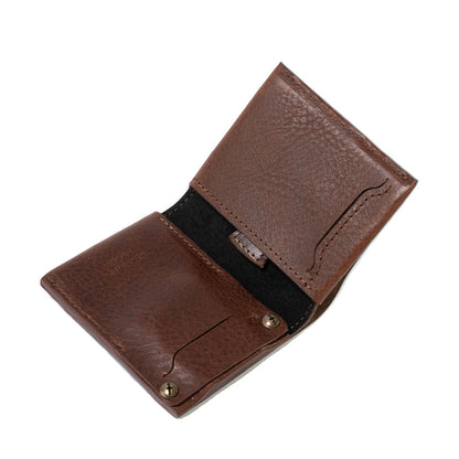 Mahogany color AirTag billfold wallet 2.0 emphasizing its elegant craftsmanship