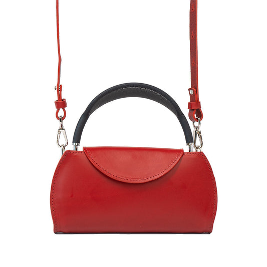 AirPods Max Case in striking red leather, featuring a convenient handle and detachable shoulder strap for stylish and secure headphone carrying