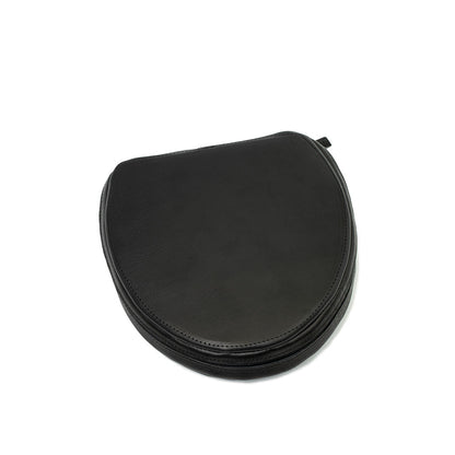 Sleek black leather case designed specifically for AirPods Max, featuring a smooth finish and secure zippered closure to protect and store your headphones safely.