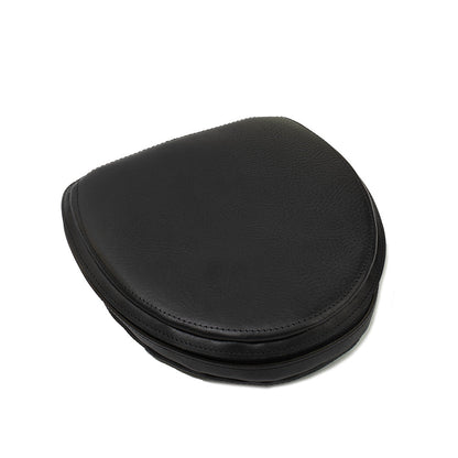 Full-grain Italian leather case for AirPods Max in black — closed view with reinforced panels; soft lining and internal magnets for Low Power Mode