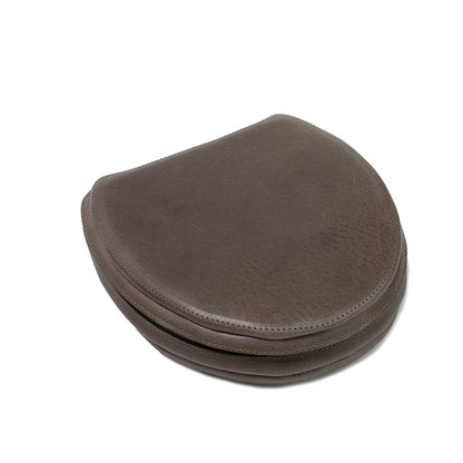 Full-grain Italian leather case for AirPods Max in gray — closed view with reinforced panels; soft lining inside and magnets for Low Power Mode