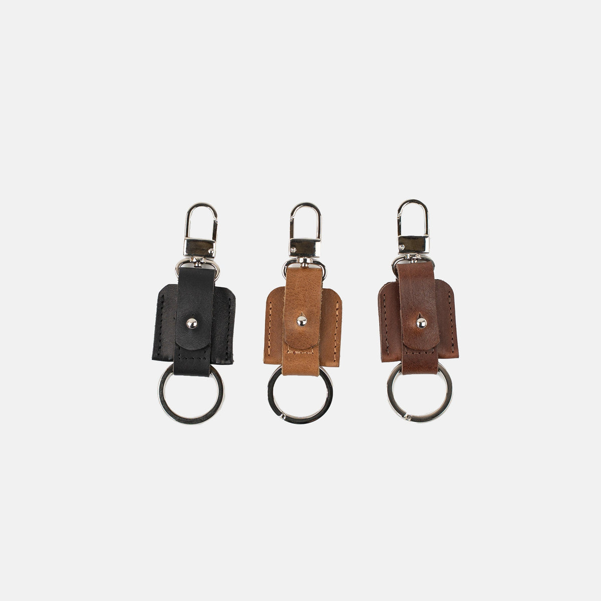 Leather AirTag keychains gift set with snap hook and keyring
