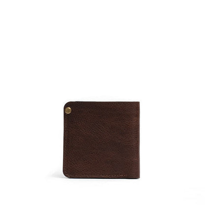Chocolate brown billfold wallet with secret AirTag slot by Geometric Goods