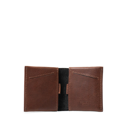 chocolate brown leather wallet with hidden pocket for AirTag