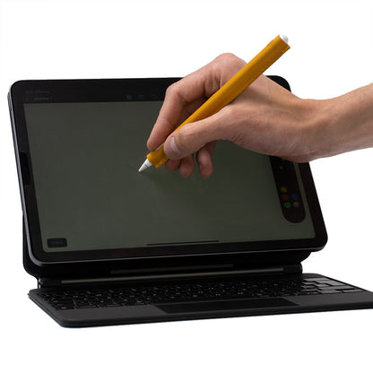 cute apple pencil 2 protective case sleeve made by Geometric Goods  from Italian premium leather in yellow color