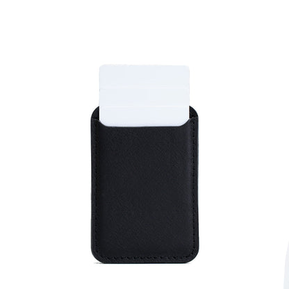 Black Classic full-grain leather MagSafe wallet, angled view