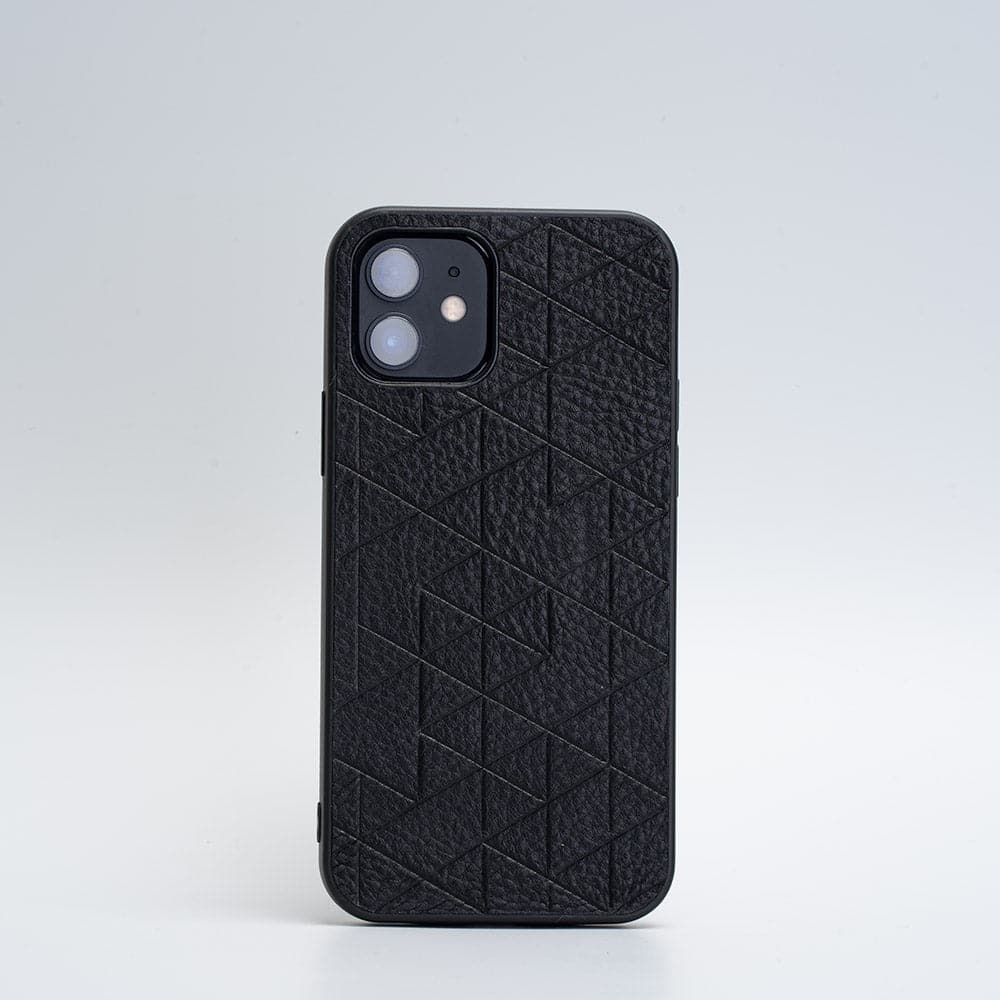 black iphone 12 leather case