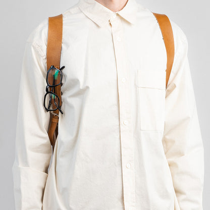 Leather laptop backpack - The Minimalist (Camel)