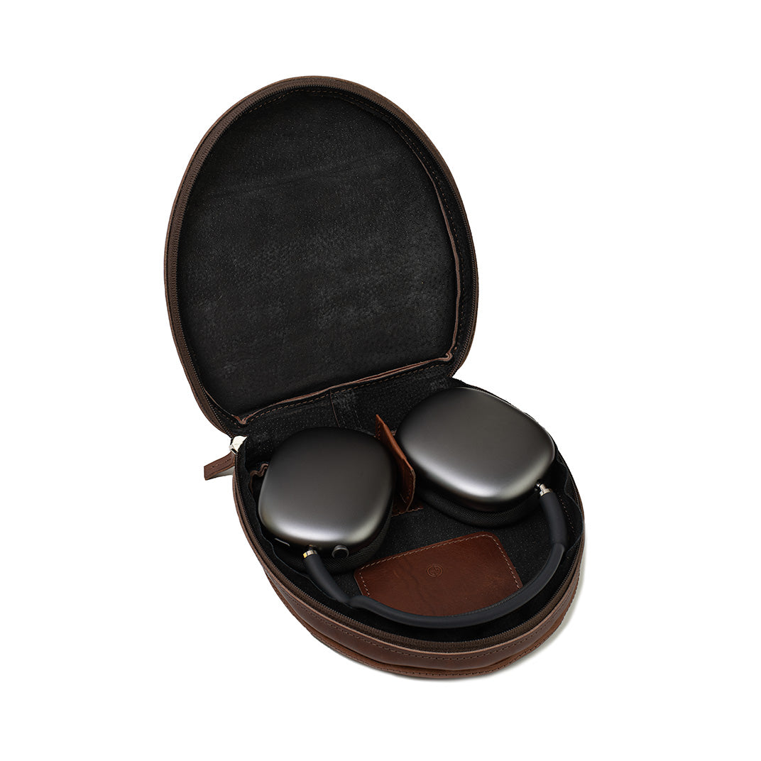 Premium leather case for AirPods Max made by Geometric Goods