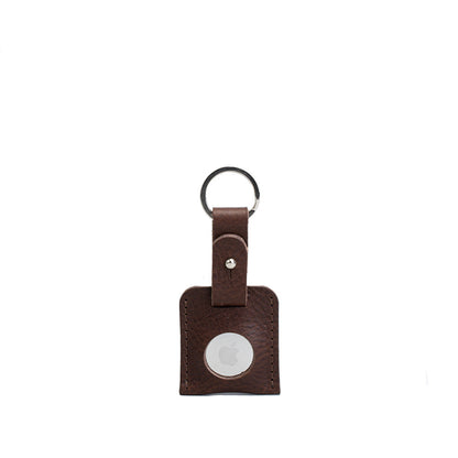 Brown small full-grain leather keyring for AirTag