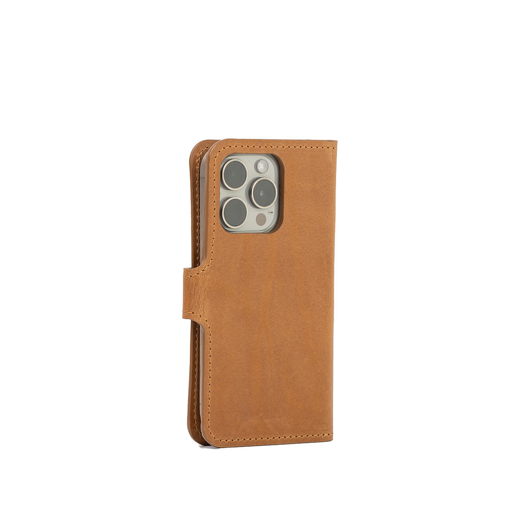 folio case for iphone 16 Pro Max in light brown leather color