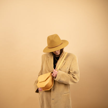 yellow leather bag - Geometric Goods