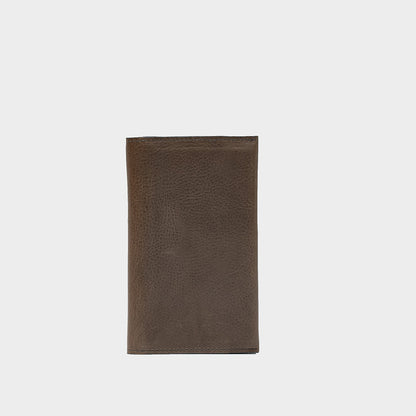 Folded gray Continental Wallet for AirTag showing the closed leather exterior
