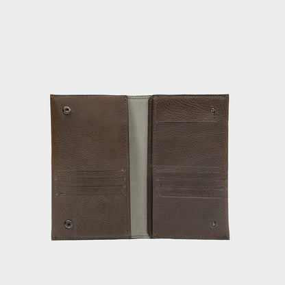 Open gray Continental Wallet for AirTag showing the interior compartments