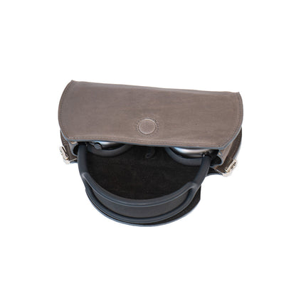 gray leather AirPods Max bag