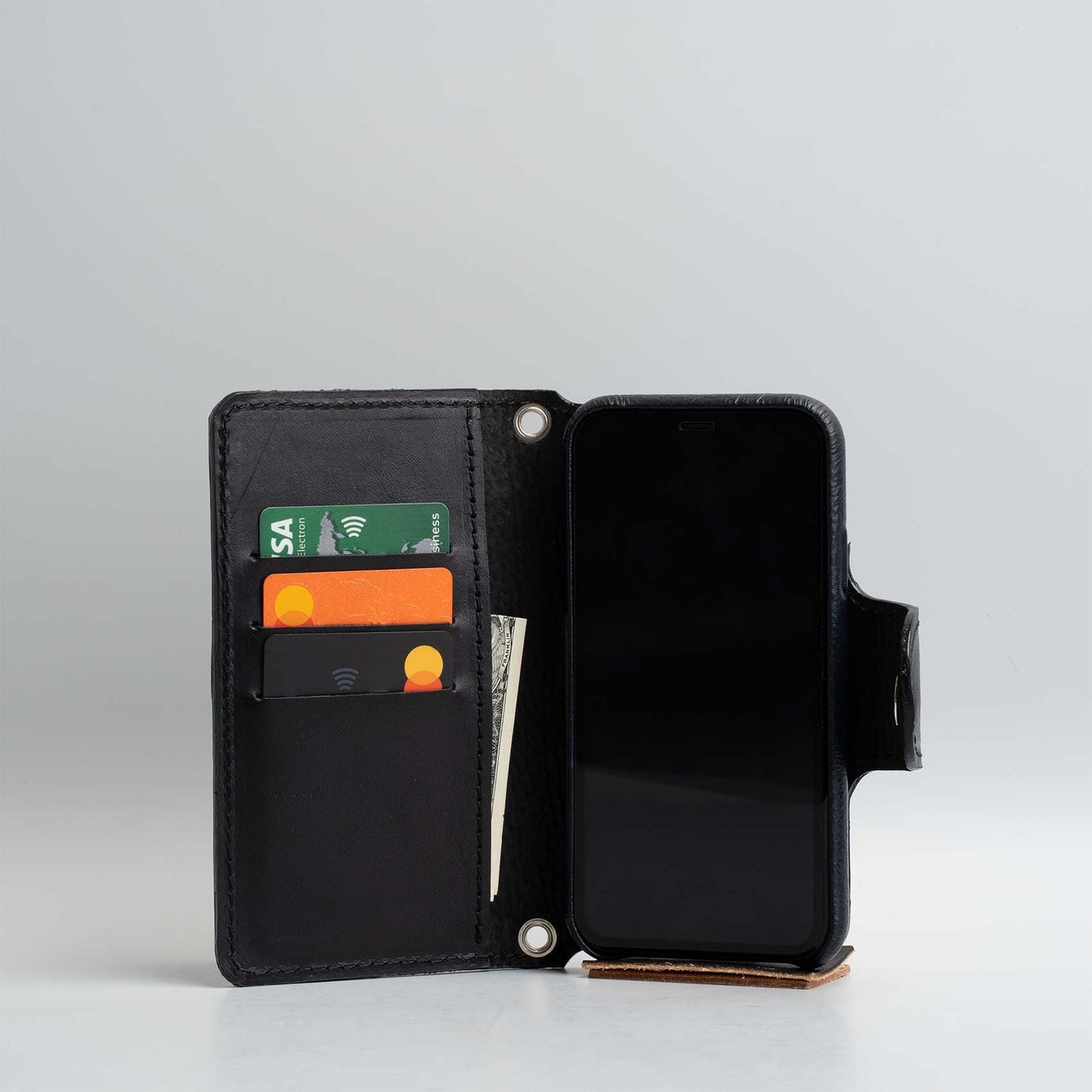 black leather iPhone 11 wallet case