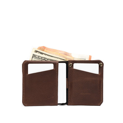 High-quality Geometric Goods men's AirTag billfold wallet in dark brown mahogany leather color