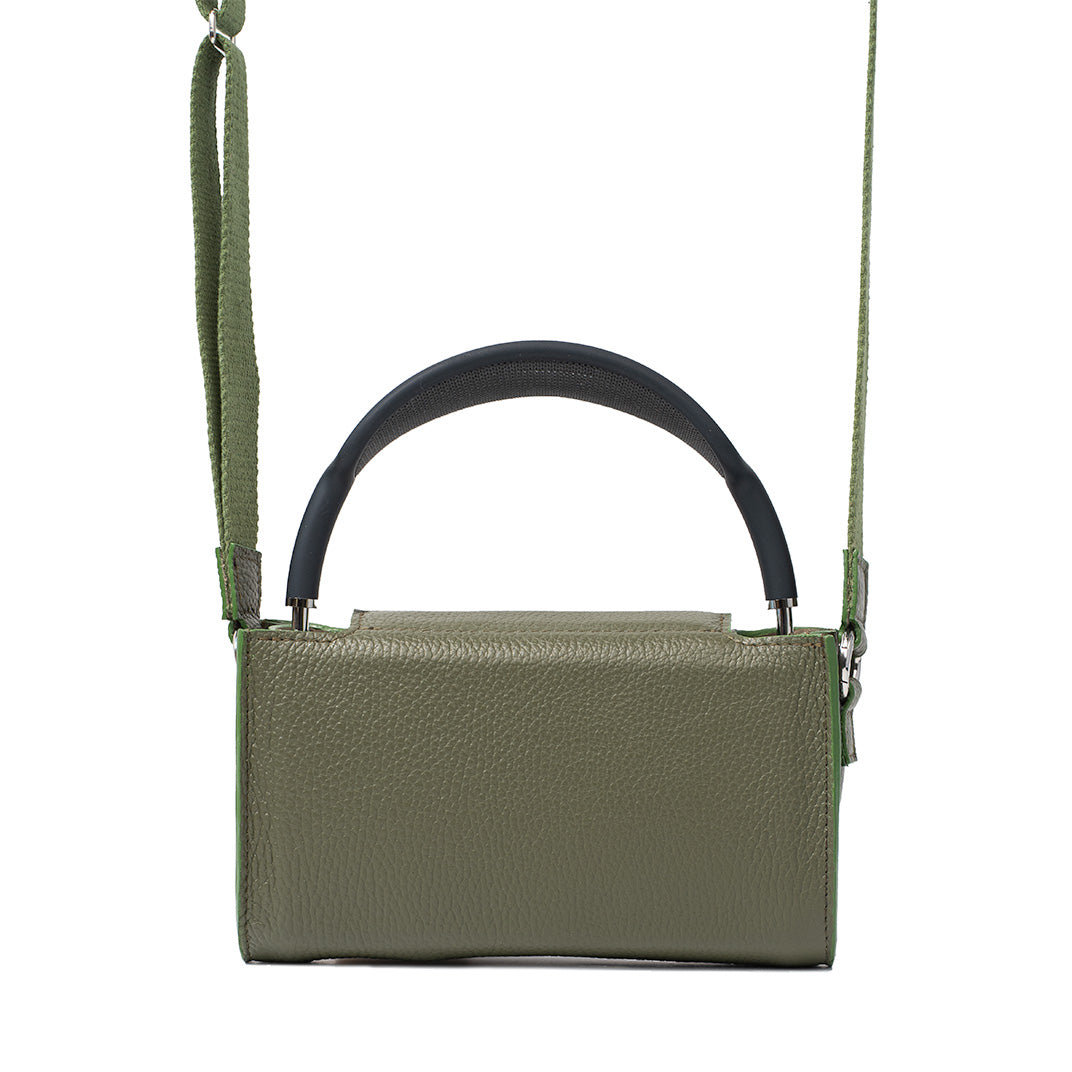 Olive green leather case for AirPods Max with minimalist design and integrated sleep mode feature, handcrafted protective carrying cover with soft velour lining
