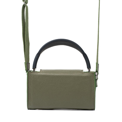 Olive green leather case for AirPods Max with minimalist design and integrated sleep mode feature, handcrafted protective carrying cover with soft velour lining
