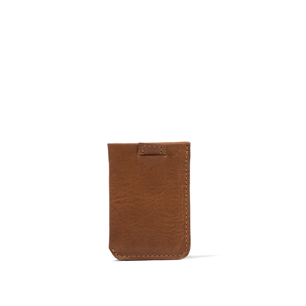 Rear view of brown leather card wallet – RFID-blocking slim design handcrafted in Europe