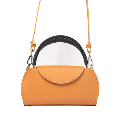 leather case for Apple's AirPods Max with crossbody strap in orange color