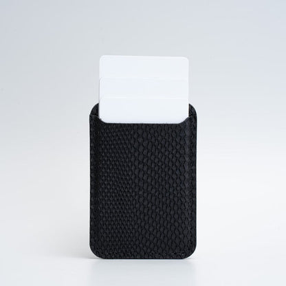 Black snake print leather MagSafe wallet for iPhone holding cards