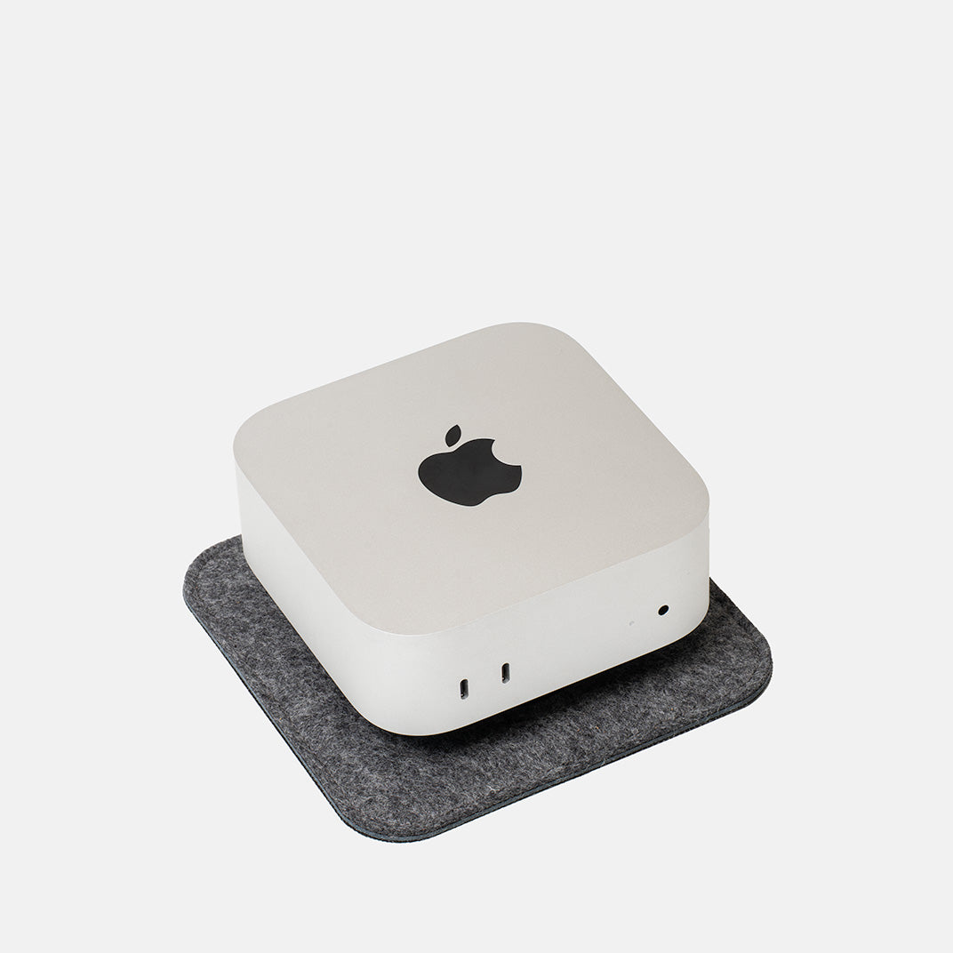 Mac Mini stand The Pedestal in grey wool felt – minimalist desk accessory