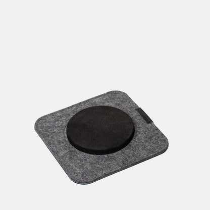 Mac Mini stand The Pedestal in grey wool felt with black pad – minimalist desk accessory