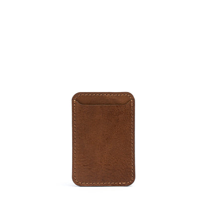 Mahogany Classic full-grain leather MagSafe wallet, angled view