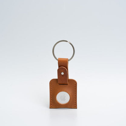 Mahogany small full-grain leather keyring for Apple AirTag