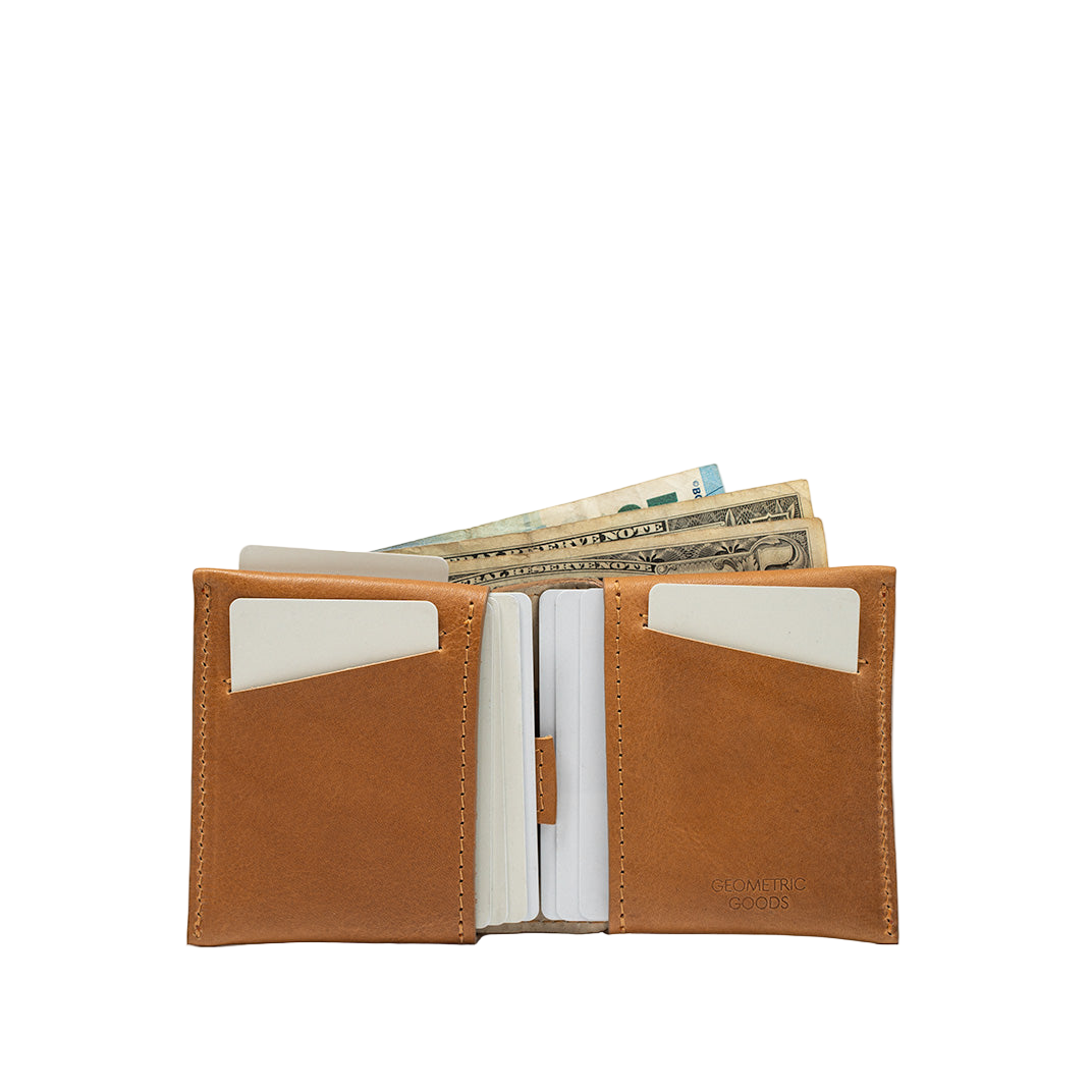 Premium men’s leather bifold wallet with integrated AirTag holder
