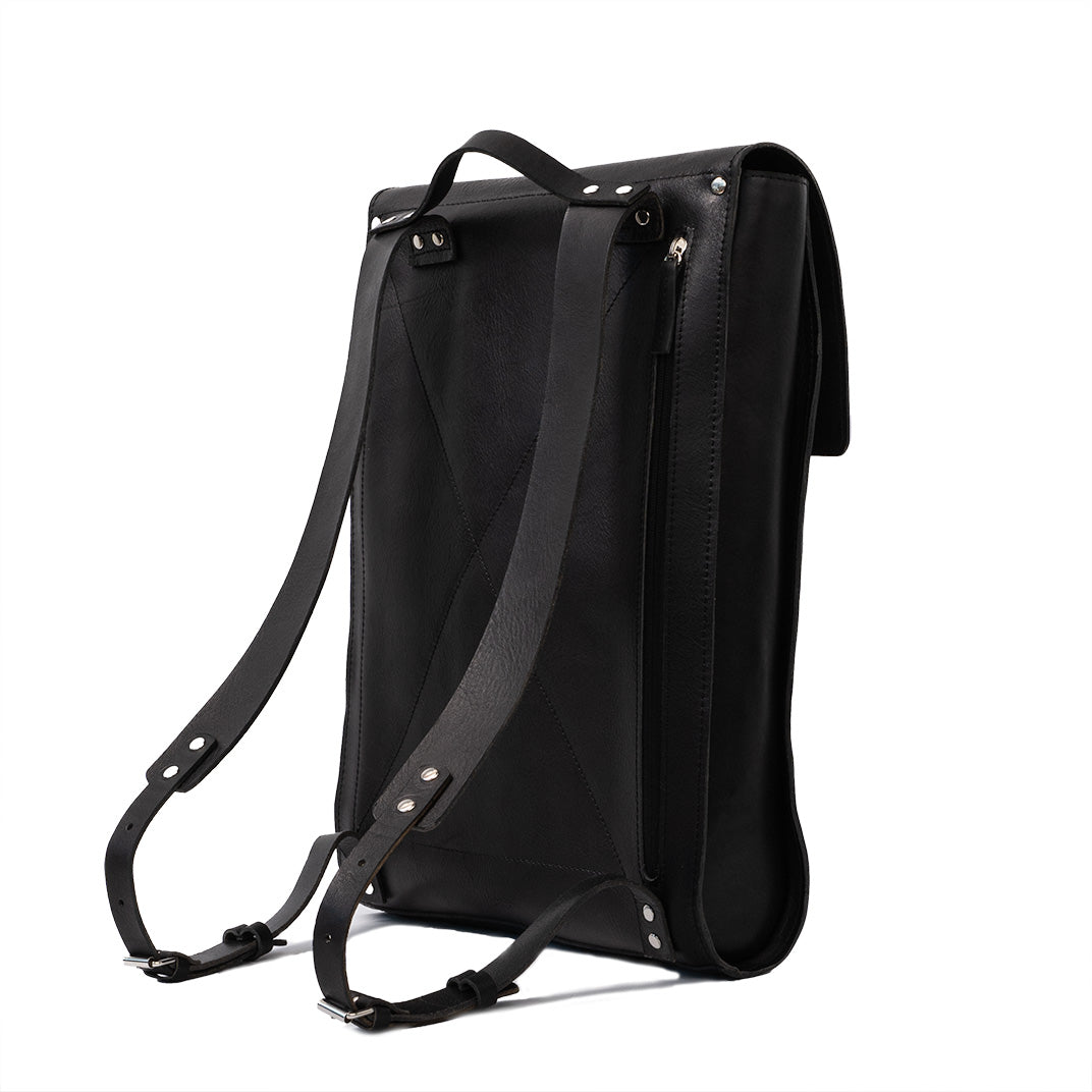 Premium Black Leather Laptop Backpack