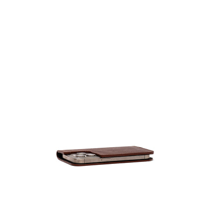leather folio case for iPhone 16 series - mahogany color