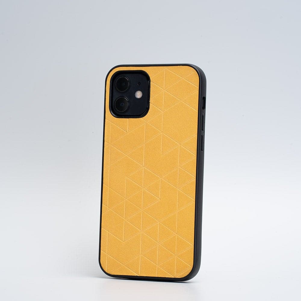 yellow iphone 12  leather case